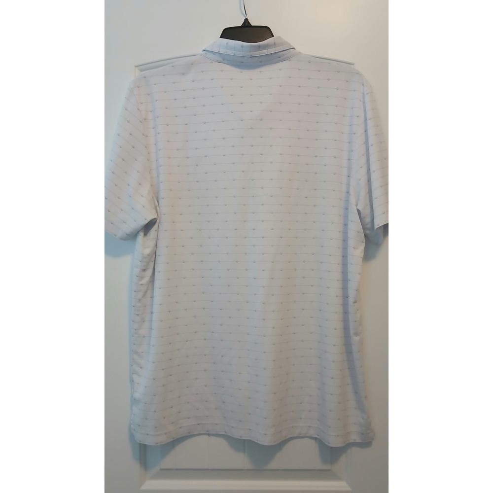 Travis Mathew Mens XXL White Grey Striped Dot Performance Golf Polo Shirt - Picture 2 of 4